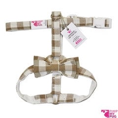 Harness beige squares with bow tie - Premium hondentuig > honden harnas from Pimp My Pug - Just €14.99! Shop now at Frenkiezdogshop