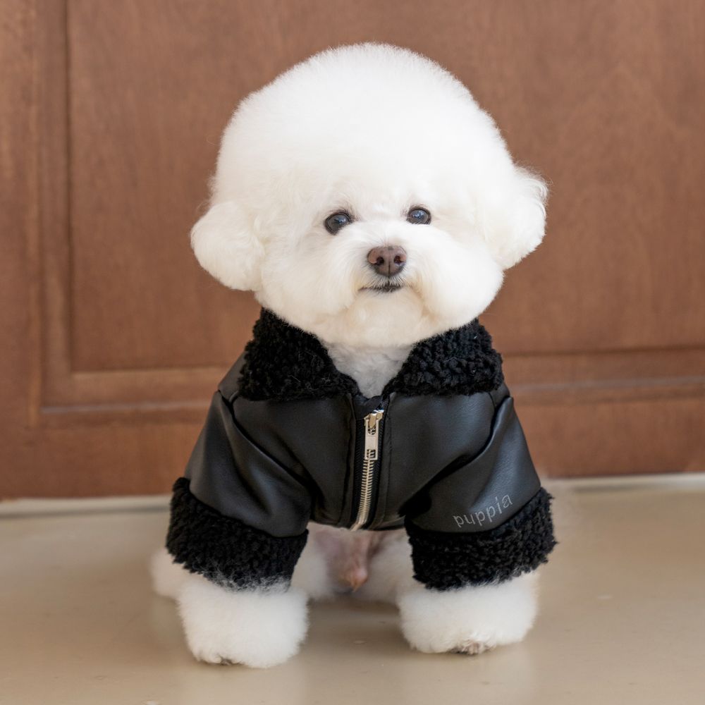 Puppia Soft Leather Shearling Coat Black - Premium Hondenkleding > hondenjas from Puppia - Just €50! Shop now at Frenkiezdogshop