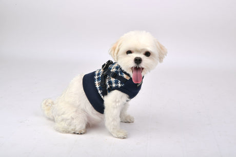 Puppia Sweater Harness J Kellen Navy hondentuig > honden harnas > overige modellen Small