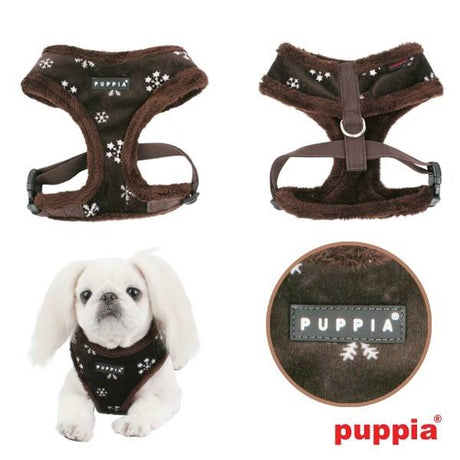 Puppia Snowflake Harness model A brown - Premium hondentuig > honden harnas from Puppia - Just €19.99! Shop now at Frenkiezdogshop