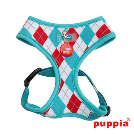 Puppia Argyle Harness model A Aqua ( ALLEEN LARGE ) - Premium hondentuig > honden harnas from Puppia - Just €20.99! Shop now at Frenkiezdogshop