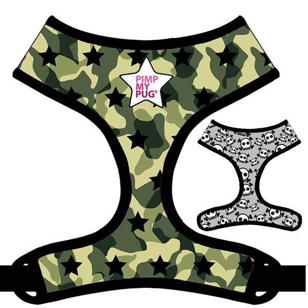 Pimp My Pug Harness Reversible Military - Premium hondentuig > honden harnas from Pimp My Pug - Just €22.99! Shop now at Frenkiezdogshop