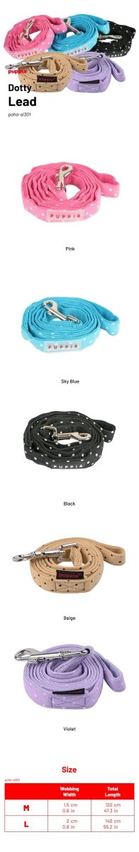 Puppia Dotty Hondenriem Beige hondenriem > hondenlijn Medium