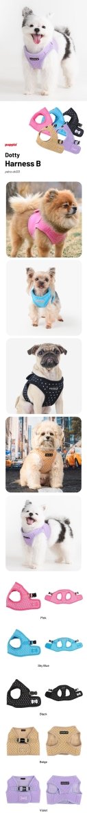 Puppia Dotty Vest Harness Model B Beige hondentuig > honden harnas > model B Small