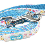Puppia Wildflower Lijn Sky Blue hondenriem > hondenlijn Medium