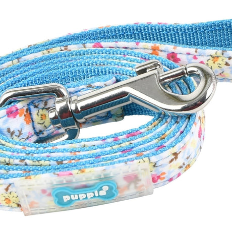 Puppia Wildflower Lijn Sky Blue hondenriem > hondenlijn Medium