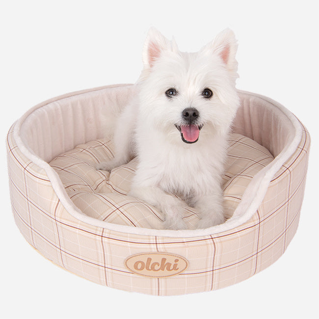 Olchi Check Circle Bed hondenmand beige - Premium hondenbed > hondenmand from Olchi - Just €64.99! Shop now at Frenkiezdogshop