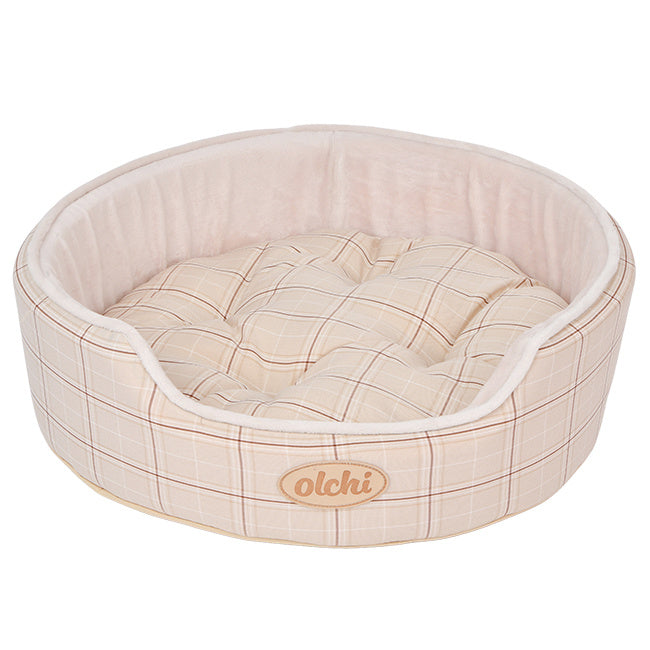 Olchi Check Circle Bed hondenmand beige - Premium hondenbed > hondenmand from Olchi - Just €64.99! Shop now at Frenkiezdogshop