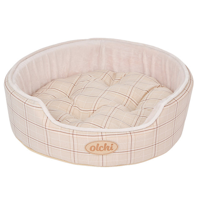 Olchi Check Circle Bed hondenmand beige - Premium hondenbed > hondenmand from Olchi - Just €64.99! Shop now at Frenkiezdogshop