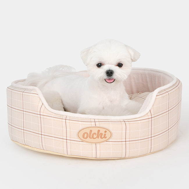 Olchi Check Circle Bed hondenmand beige - Premium hondenbed > hondenmand from Olchi - Just €64.99! Shop now at Frenkiezdogshop