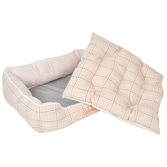 Olchi Check Square Bed hondenmand beige - Premium hondenbed > hondenmand from Olchi - Just €69.99! Shop now at Frenkiezdogshop