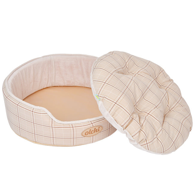 Olchi Check Circle Bed hondenmand beige - Premium hondenbed > hondenmand from Olchi - Just €64.99! Shop now at Frenkiezdogshop