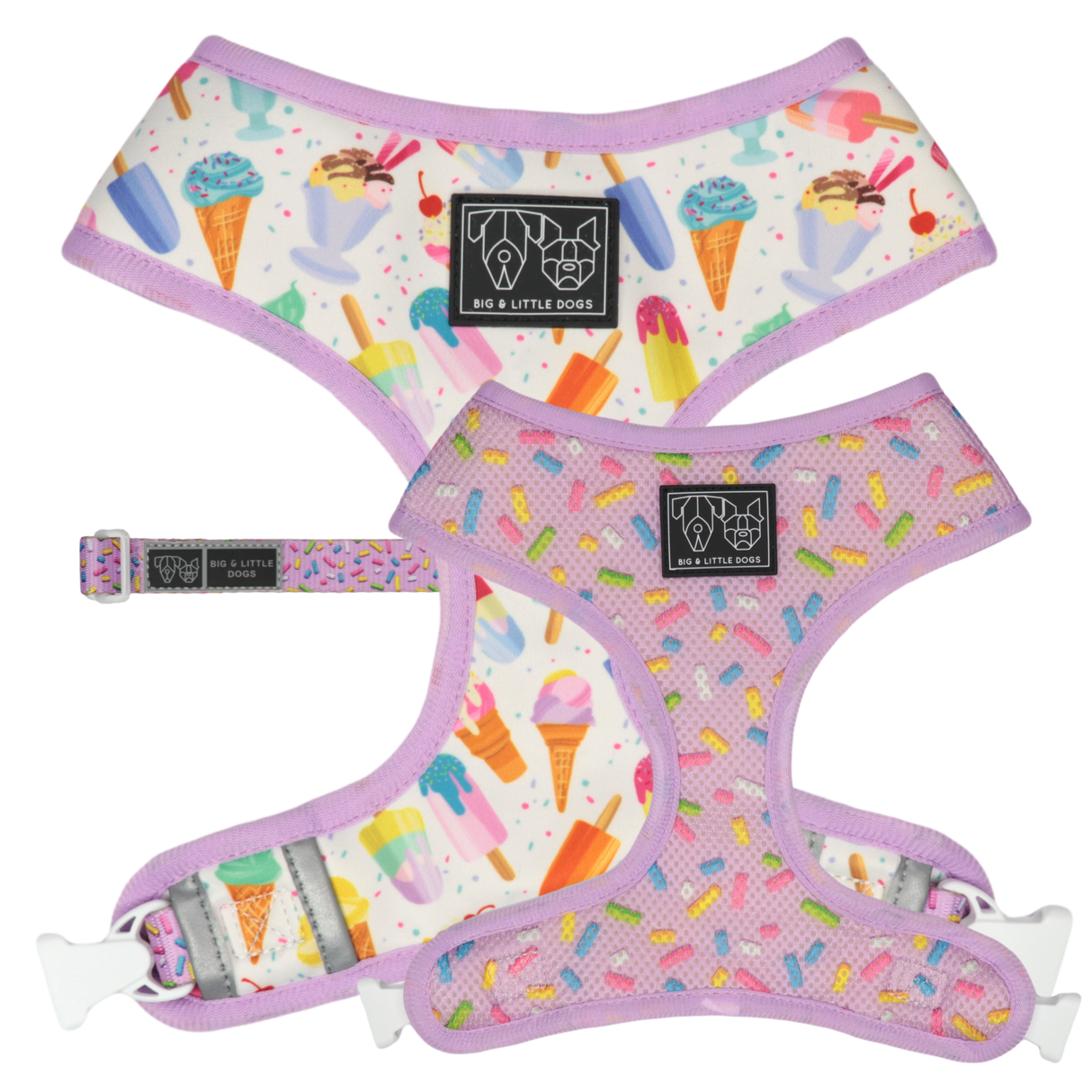 Big and Little Dogs Reversible Popsicle Dreams - Premium hondentuig > honden harnas from Big and Little Dogs - Just €27.99! Shop now at Frenkiezdogshop