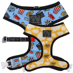 Big and Little Dogs Reversible Harness Lights, Camera, Action ( XS & M ) hondentuig > honden harnas > model A X - Small