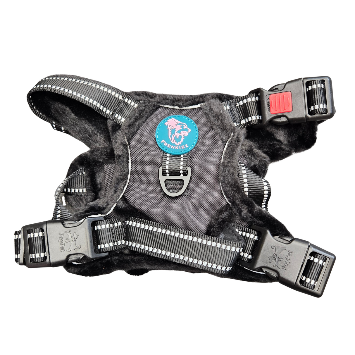 Frenkiez Teddy reflective Y tuig no pull dogharness Black