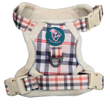 Frenkiez Teddy reflective Y tuig no pull dogharness Beige Plaid