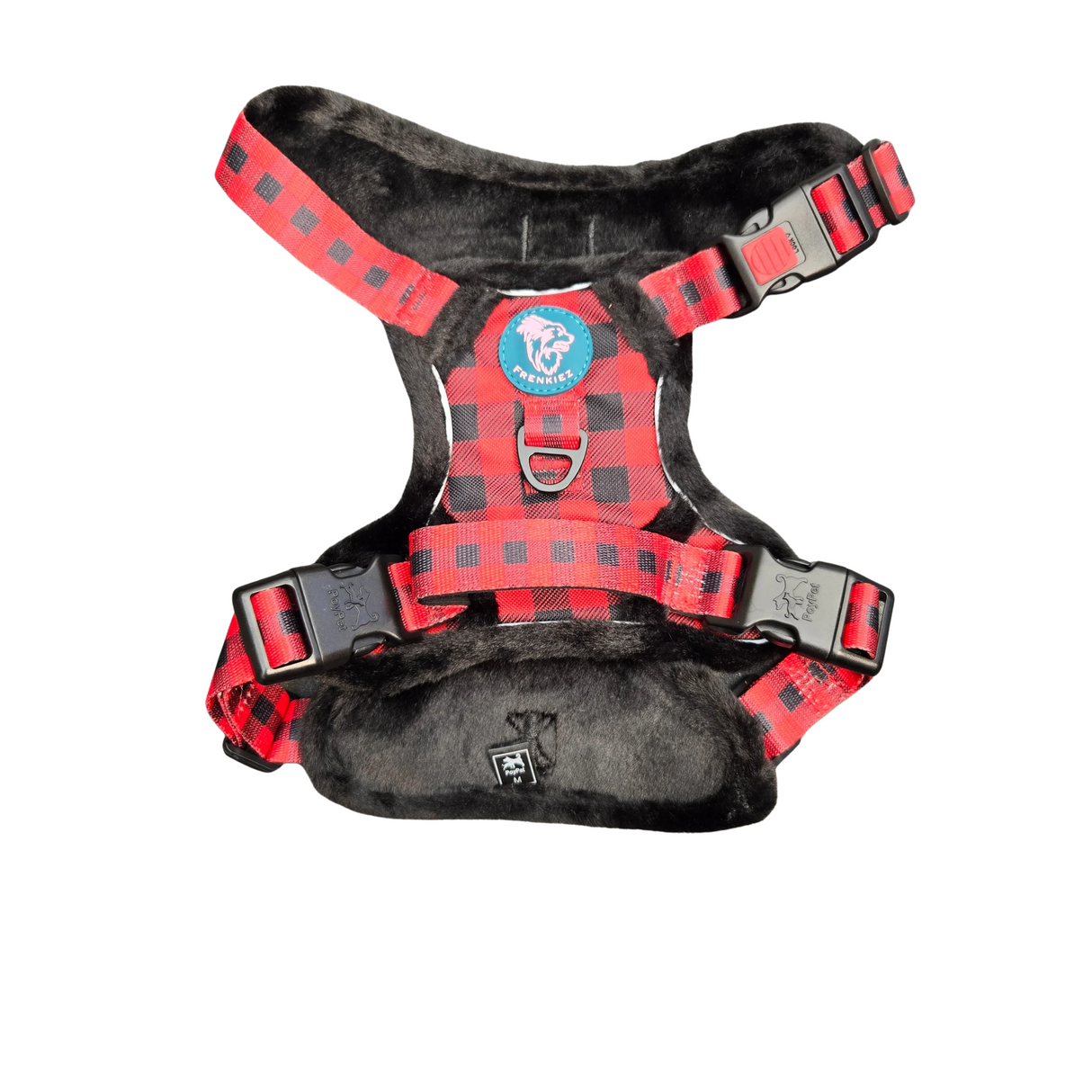 Frenkiez Teddy reflective Y tuig no pull dogharness Red Plaid