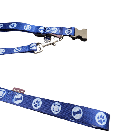 Bobby Bones halsband en riem Blue tweedekans halsband > hondenhalsband Set Large