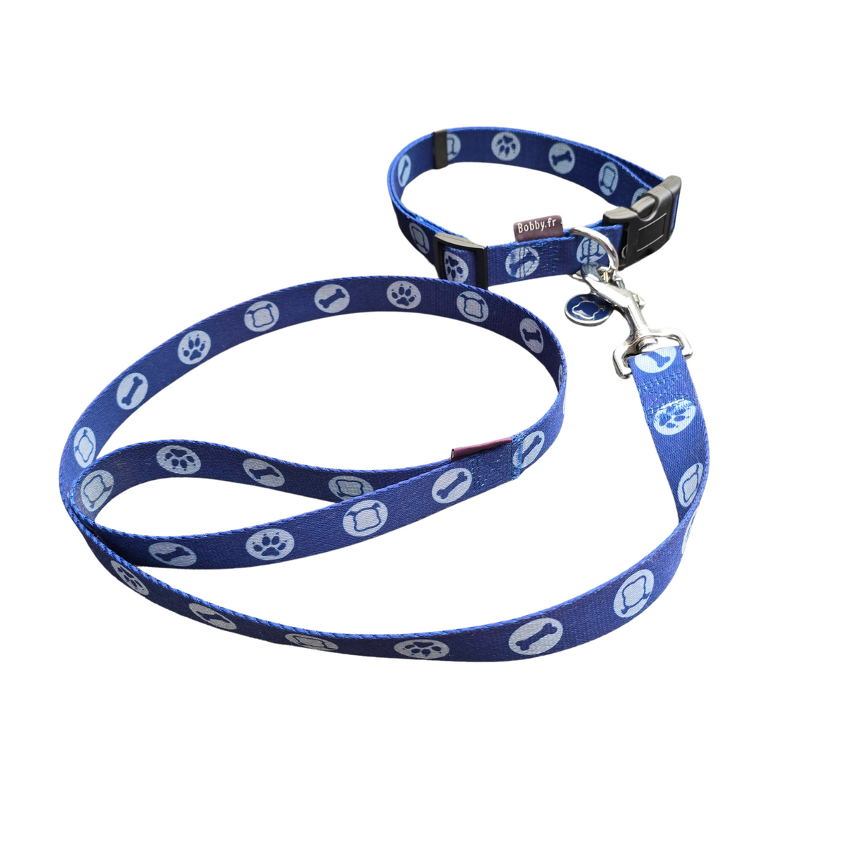 Bobby Bones collar and leash Blue second chance