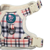 Frenkiez Teddy reflective Y tuig no pull dogharness Beige Plaid