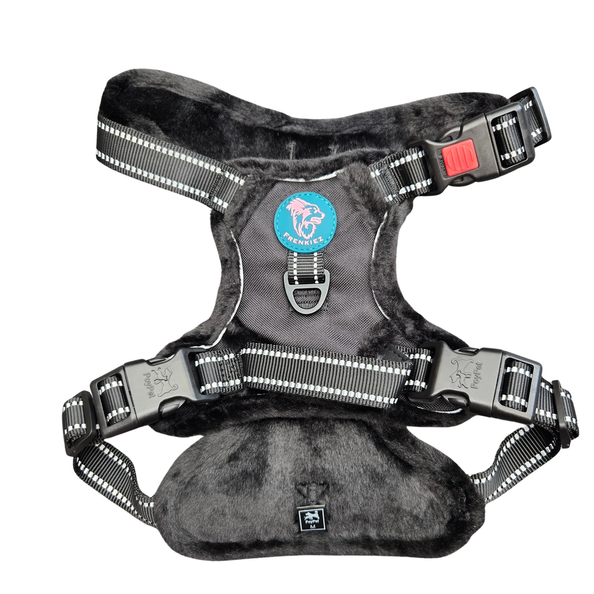 Frenkiez Teddy reflective Y tuig no pull dogharness Black