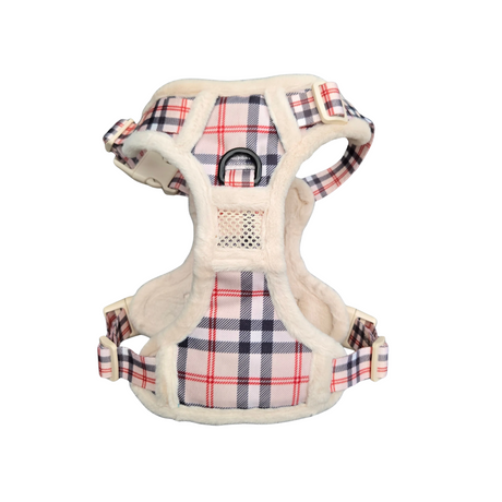 Frenkiez Teddy reflective Y tuig no pull dogharness Beige Plaid