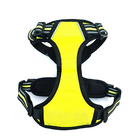 Frenkiez reflective basic dog harness yellow/green hondentuig > honden harnas > Y tuigen X - Small