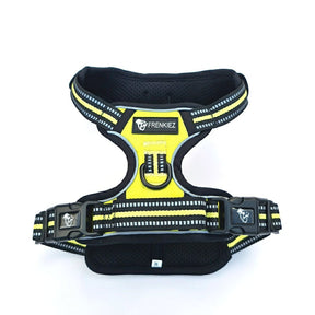 Frenkiez reflective basic dog harness yellow/green hondentuig > honden harnas > Y tuigen X - Small