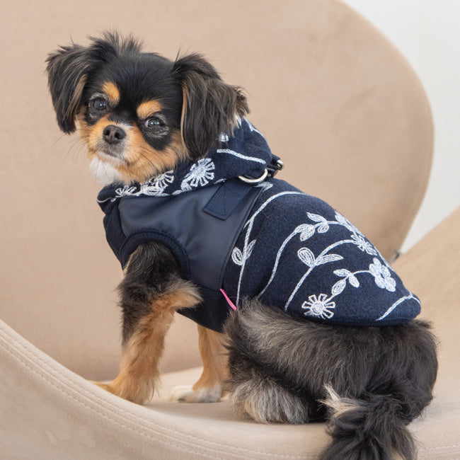 Pinkaholic Celandine winter hooded harness shirt Navy - Premium Hondenkleding > Hondentrui from Pinkaholic - Just €45.99! Shop now at Frenkiezdogshop