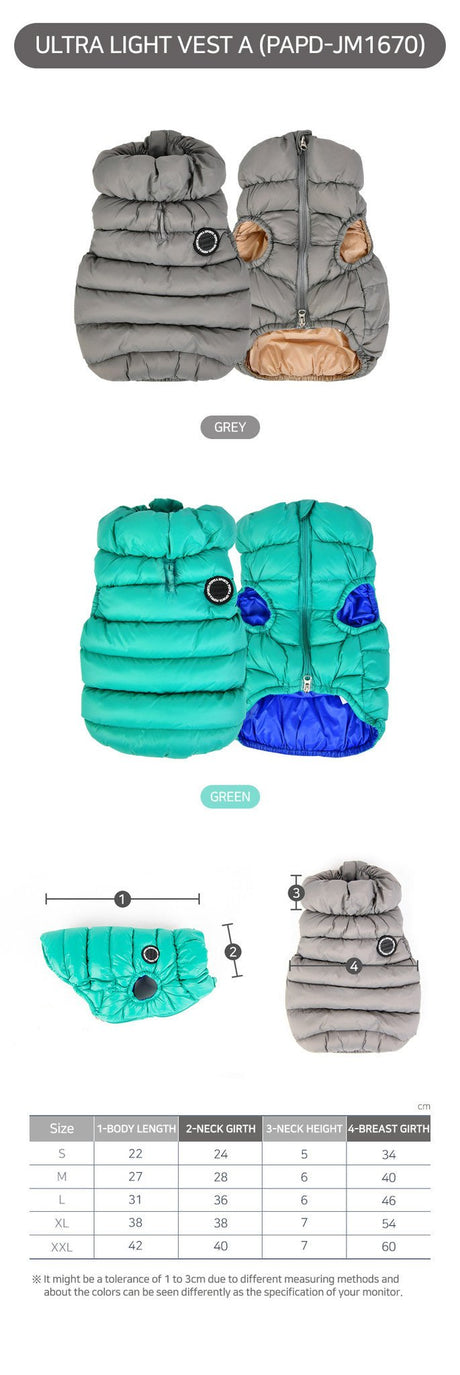 Puppia Ultra light jumper grey ( M ) Hondenkleding > hondenjas Small