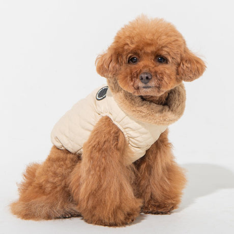 Puppia Dia Quilted Vest Jumper harnas hondenjas Beige Hondenkleding > hondenjas Small