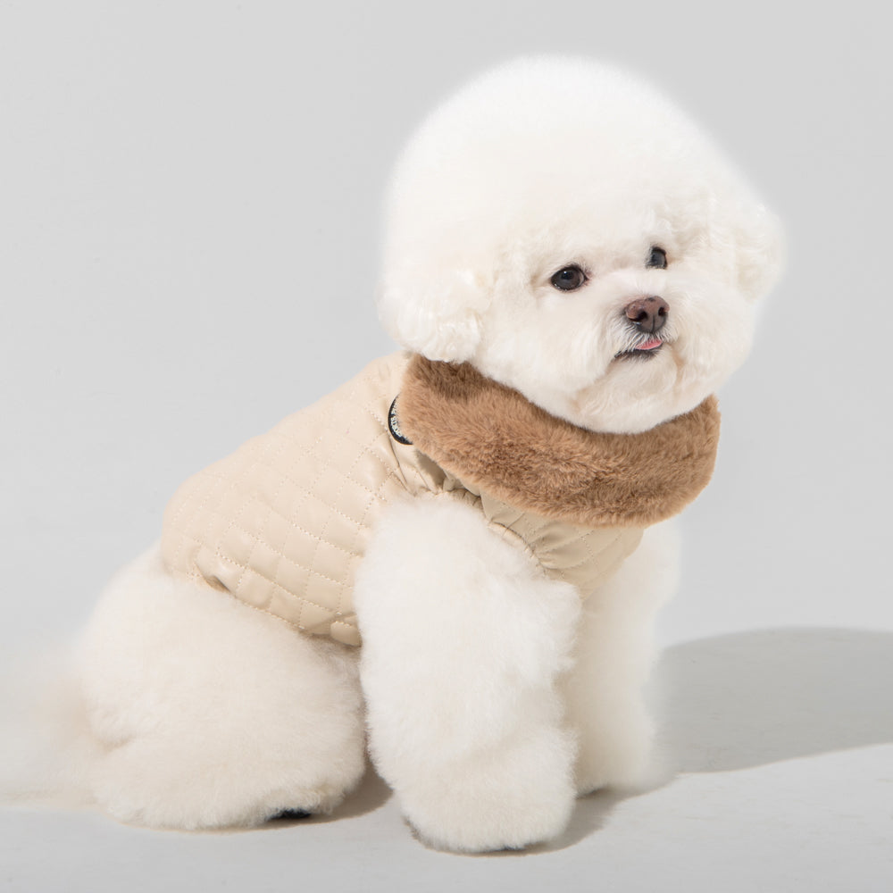 Puppia Dia Quilted Vest Jumper harnas hondenjas Beige - Premium Hondenkleding > hondenjas from Puppia - Just €60! Shop now at Frenkiezdogshop