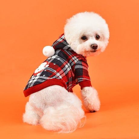 Puppia Blitzen Kerst Hoodie Checkered Red Hondenkleding > Hondentrui Small